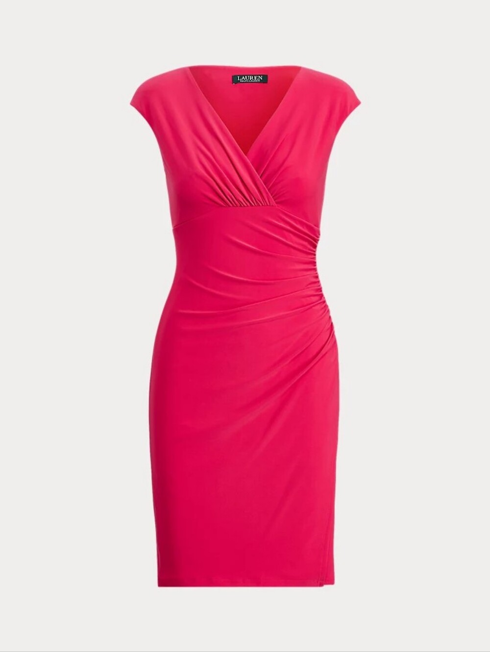 Lauren Ralph Lauren Jersey Cap-Sleeve Dress Fuschia Size 8